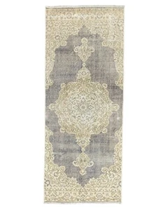 Turkish Vintage Oushak Runner – Organic Wool – Calm Indigo Tones – 2'8" x 6'11" - Picture 1 of 12