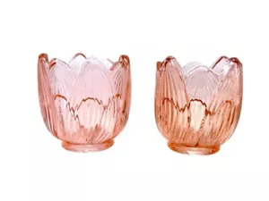 Fenton Portacandele Votivo Vetro Rosa Loto 2,5" Set di 2 - Foto 1 di 5