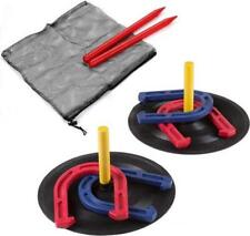 Win SPORTS Outdoor Indoor Rubber Horseshoes Set Includes 4 Horseshoes,2 Pegs,2