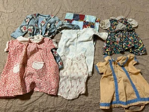 lot 7 VTG Doll Clothes 1930s- 1940s Home Made Dresses Robe Romper Quilt Gown - Picture 1 of 24