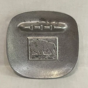 VTG Yellowstone Park Pewter Metallic Ashtray Wilton Columbia PA Bison Buffalo - Picture 1 of 4