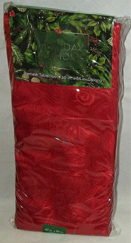 ELRENE HOLIDAY AT HOME  Elegance Damask Tablecloth 60" x 84" Oblong  RED  - Image 1 of 1