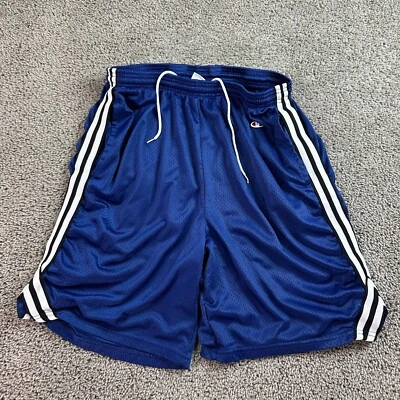 Champion Basketball Shorts Boys Large Blue White Stripes Drawstring Kids - Image 1 of 4