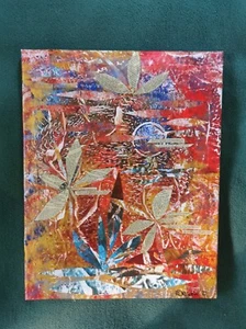 Collage Kunst auf Leinwand. Original Unikat "Midsummer Dream" Kein Druck oder Repro. - Bild 1 von 12