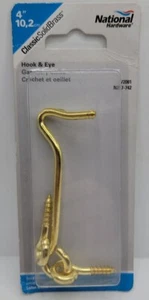 Stanley Hardware Solid Brass Hooks and Eyes, 4in. New - Picture 1 of 10