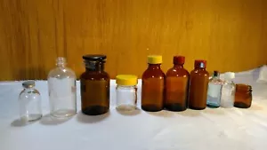 Antike leere Glas Medizin Flasche Vintage Set Einrad Einsatz Japan - Bild 1 von 5