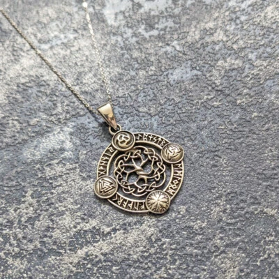 Massiccio 925 Argento Sterling Viking Runa Celtico Albero Della Vita Collana - Immagine 1 di 2