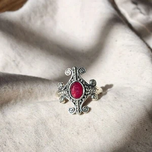 Ruby gemstones 925 Sterling Silver ring Vintage silver ring for wedding - Picture 1 of 6