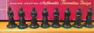 Kingsway Florentine 8 PAWNS in Black 1947 Replica 11th Century Chess Pieces - Picture 1 of 5