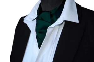 Dark Green shot satin Ascot CRAVAT Neck Tie Scarf - Picture 1 of 3