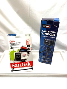 Vidpro TT-6 Table-Top Tripod w/ Built-in Ball Head & San Disk Ultra 32GB Bundle - Picture 1 of 5