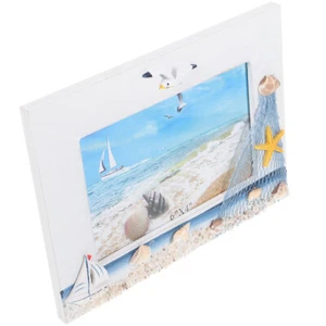 Cornice portafoto in legno 6 pollici decorazione bambino portafoto nautico - Foto 1 di 12