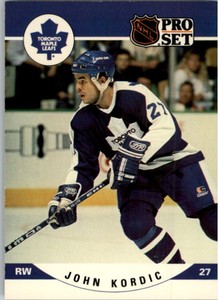 1990-91  Pro Set Maple Leafs Hockey Card #536 John Kordic