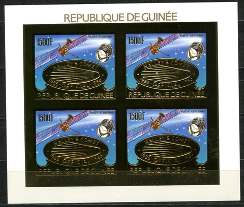 Guinea 1986 Comet Halley Space Gold Foil Gold Michel 1113 B Value 140 Euros Cover