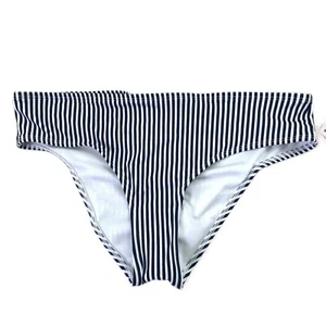 Xhilaration Womens Swimwear Size L Bikini Bottom Cheeky Striped Navy White - Picture 1 of 9