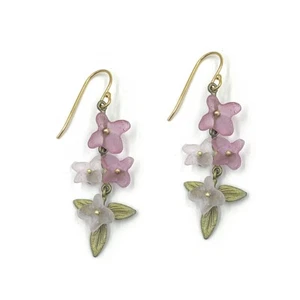 MICHAEL MICHAUD PINK HYDRANGEA LONG WIRE  EARRINGS 3753 BZ - Picture 1 of 2