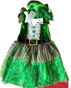 12-18 Months Christmas Santas Little Helper Green Tulle Dress With Hairband  - Picture 1 of 9