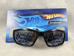 Hot Wheels Kids Sunglasses 100% UV Protection Black OrangeFlames Wrap Around NEW - Picture 1 of 2