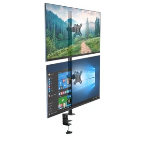Vertical Dual Monitor Mount | Stacked Monitor Desk Stand | Fits 2 Computer Scree - Picture 1 of 9