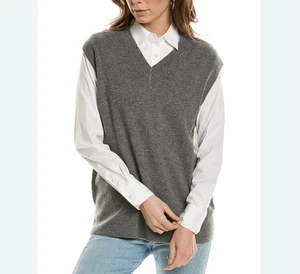 VINCE. V-neck Wool & Cashmere-blend Sweater Vest Grey Women’s Medium Sleeveless - Picture 1 of 9