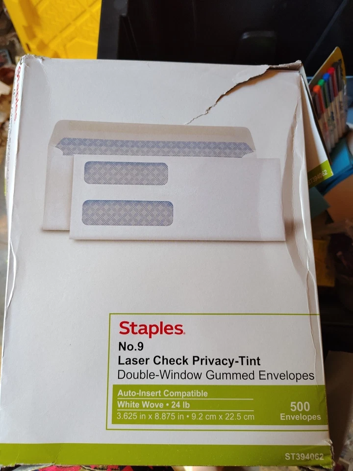 Sobres de doble ventana 500 grapas Laser Check #9 35/8"x87/8", blancos  Foto 1 de 1