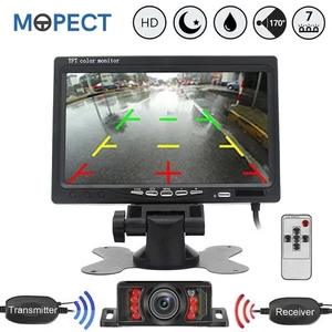 MOPECT IP67 Rückfahrkamera Funk Nummernschild Mit 7'' LCD Farbig Monitor PKW KFZ - Bild 1 von 12