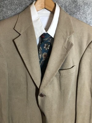 Blazer Abrigo Deportivo Oscar de la Renta Para Hombre 38R Tostado Tencel Solapa Dos Botones Muesca Foto 1 de 4