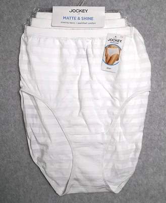 Jockey Matte & Shine 3 Pack Briefs Size 10 3x Microfiber Stretch Seamfree White - Image 1 of 4