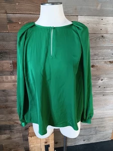 NWT Who What Wear Wmn's Satin Blouse Sz. L Keyhole Puff Slv. Flowy Chic Holiday - Picture 1 of 15