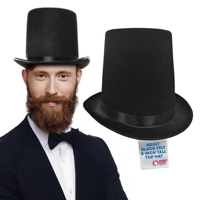 Черная фетровая шляпа высотой 8 дюймов Lincoln Magician косплей костюм аксессуар для Хэллоуина - Изображение 1 из 4