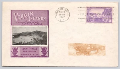 First Day Cover Scott's #802 3 Cent Ships Boats Dec 1937 Charlotte Amalie VI - Image 1 of 2
