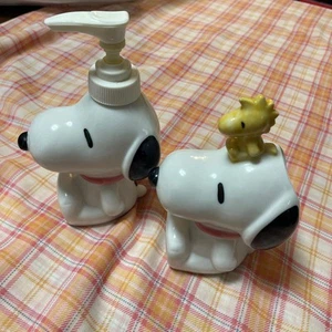 Vintage SNOOPY Woodstock Ceramic Dispenser Storage Set Peanuts UFS Japan Rare - Picture 1 of 10