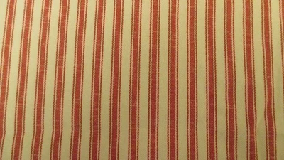 Red OFF WHITE  RAILROAD  STRIPE COTTON PILLOW TICKING P/Kaufman 2yd 16" x56 - Image 1 of 4