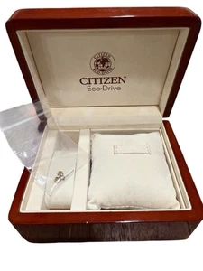 Scatola Orologio Citizen Eco-Drive Portagioie in Legno Espositore Organizzatore Regalo - Foto 1 di 4