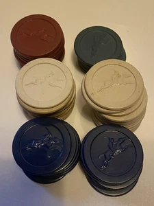 54 Vintage Embossed Horse Jockey Poker Chips Antique 1900's - Picture 1 of 1