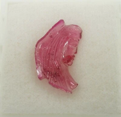 Pink Tourmaline 6.42 cts Natural Brazilian, Indian Chief carving  Very nice gem - Image 1 of 4