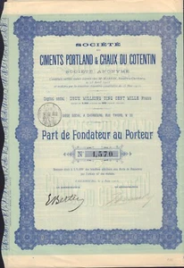 CEMENT : Ciments Portland & Chaux du Cotentin Cherbourg France 1913 - Picture 1 of 1