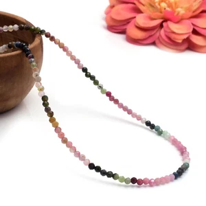 Zarter Regenbogen Turmalin Halsreif Halskette, Heilung Turmalin Kristall Perlen - Bild 1 von 4