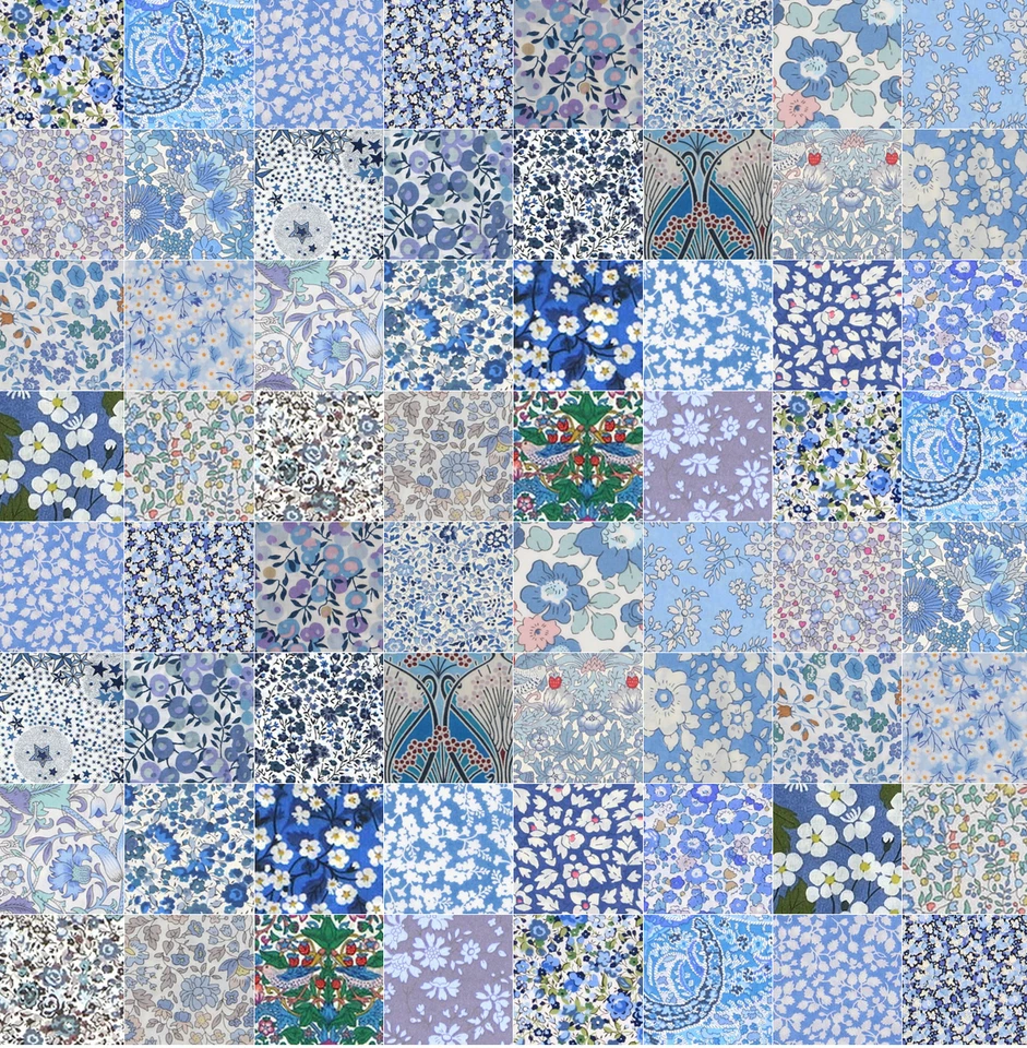 LIBERTY TANA LAWN 10-30 Quadrate Liberty Fabric Tana Lawn (Blues)