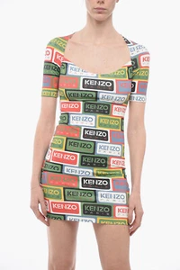 Kenzo Labels Logo Bodycon Mini Dress Size S RRP$500 - Picture 1 of 4