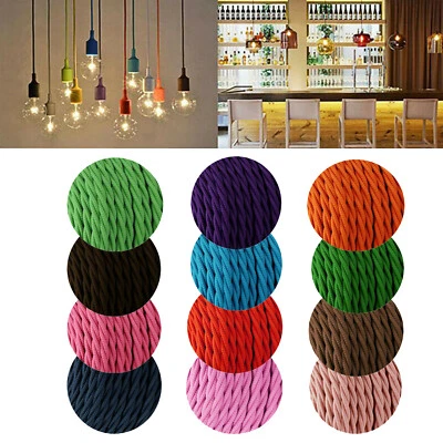 2 Core Twisted Vintage Style Colored TWIST Braided Fabric Cable Lamp Flex - Image 1 of 4