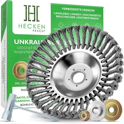 HECKENPRACHT Profi Unkrautbürste für Freischneider - 25,4mm Bohrung - Wildkrautbürste