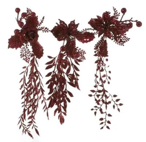 Rojo Brillo Clip-On Floral Selecciones Árbol de Navidad Decoraciones Paquete x3 Surtido - Imagen 1 de 1