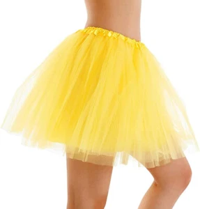 Yellow 4 Layer Tulle Tutu Skirt girl teen adult elastic athletic dance costume - Picture 1 of 24