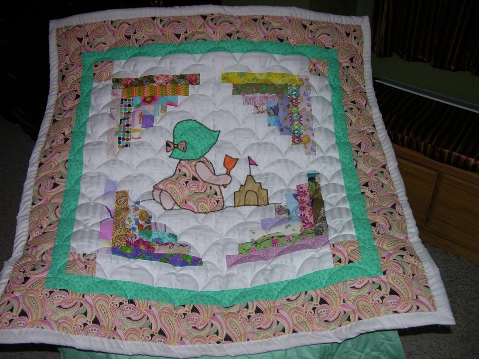 Edredón de pared para bebé playa con apliques de cabina de troncos *doble bateo* Foto 1 de 4