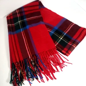 Mens Red Italian Scarf Tartan Plaid soft neck warmer Made in Italy - Picture 1 of 6