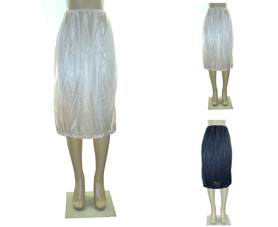 NUEVO CON ETIQUETAS 29" Largo Mujeres Liso Largo Medio Slip Damas 100% Poliéster Talla M L XL 2X  Foto 1 de 1