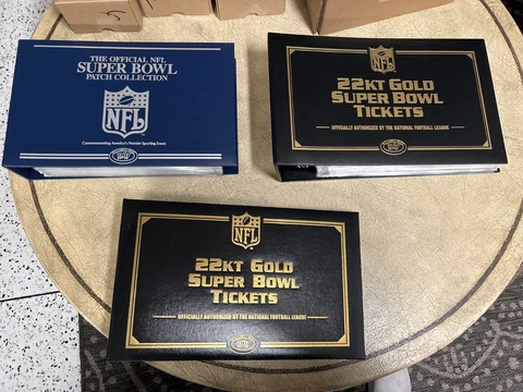 Willabee & Ward NFL Super Bowl 22K Rep. Tickets Collection of 55 With Binders Cover