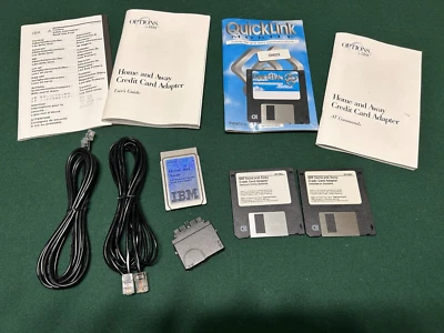 IBM PCMCIA 14.4k modem and 10M ethernet adaptor in box with floppy and manuals - Image 1 of 4