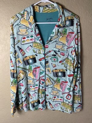 Nick & Nora Travel, Artist, Camera, Painting Modal Pajamas PJs - Size M Top - Image 1 of 4